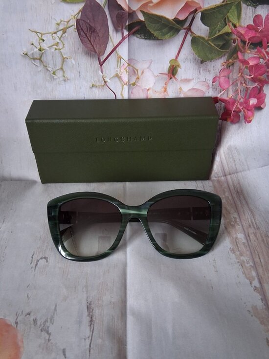 Longchamp Green Marble Acetate Women\'s Sunglasses LO714S NEW main image 4